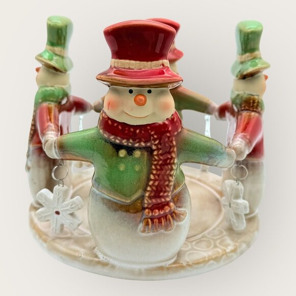 Yankee Candle Snowman Candle Holder Christmas Decor Ceramic Ronnie Walter Design - Picture 2 of 6
